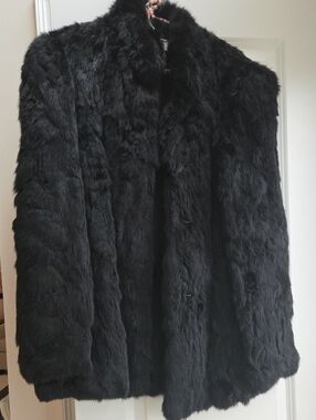 Black Rabbit Fur Coat - Women Jackets & Coats